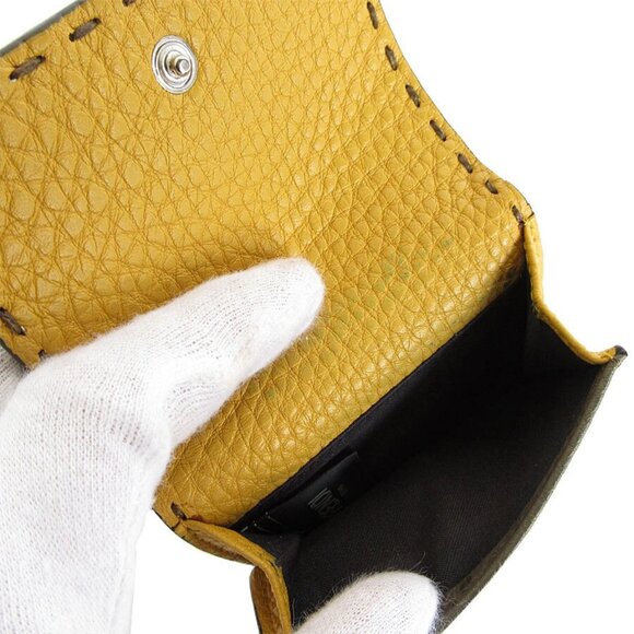 Auth FENDI Tri-fold wallet gray leather - Picture 9 of 10